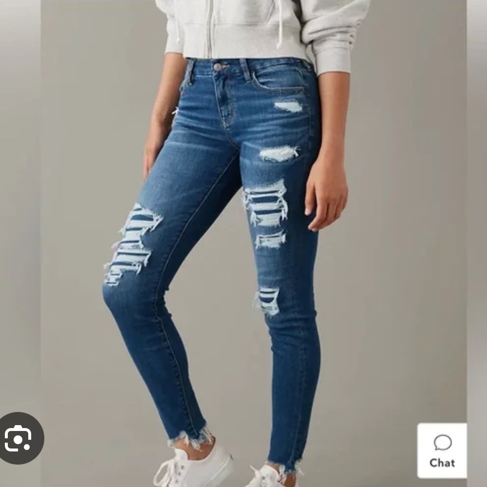 American Eagle HIGHEST WAIST JEGGING Patch Me Up jeans size 6 regular